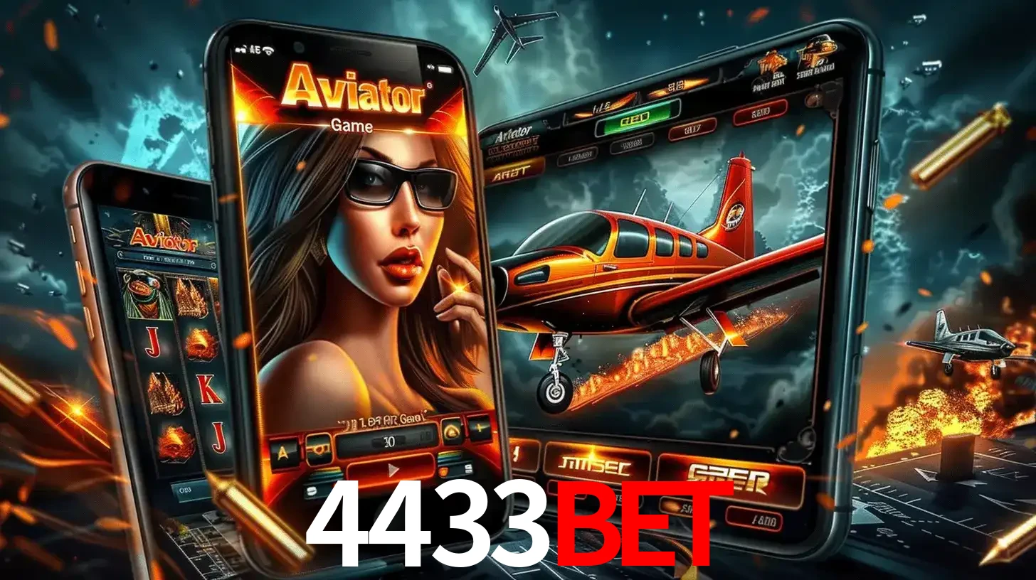 O popular jogo de apostas Aviator exibido em vários celulares e tablets, mostrando a interface emocionante e a ação de voo disponíveis para jogar agora no 4433bet.