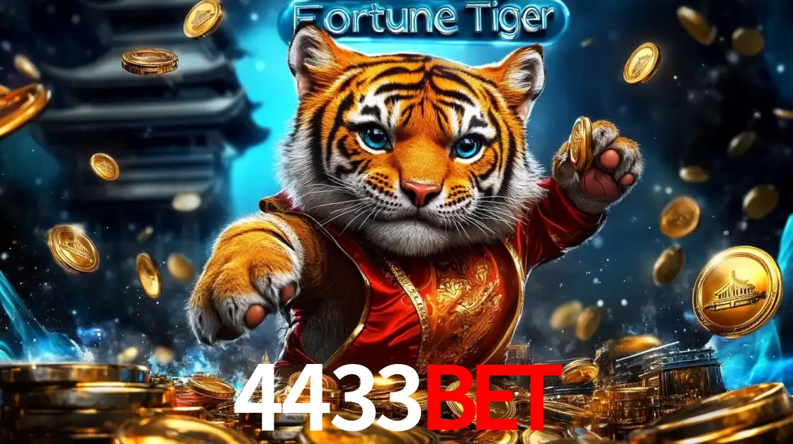 Imagem promocional do jogo de slot Fortune Tiger, com um tigre majestoso em traje tradicional cercado por uma fortuna em moedas de ouro, disponível agora no cassino 4433bet.